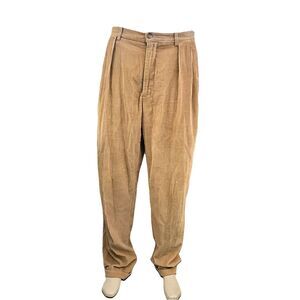 Vtg Le Collezioni Structure Men’s Corduroy Pants Beige Size 34x33 Cuffed Bottoms